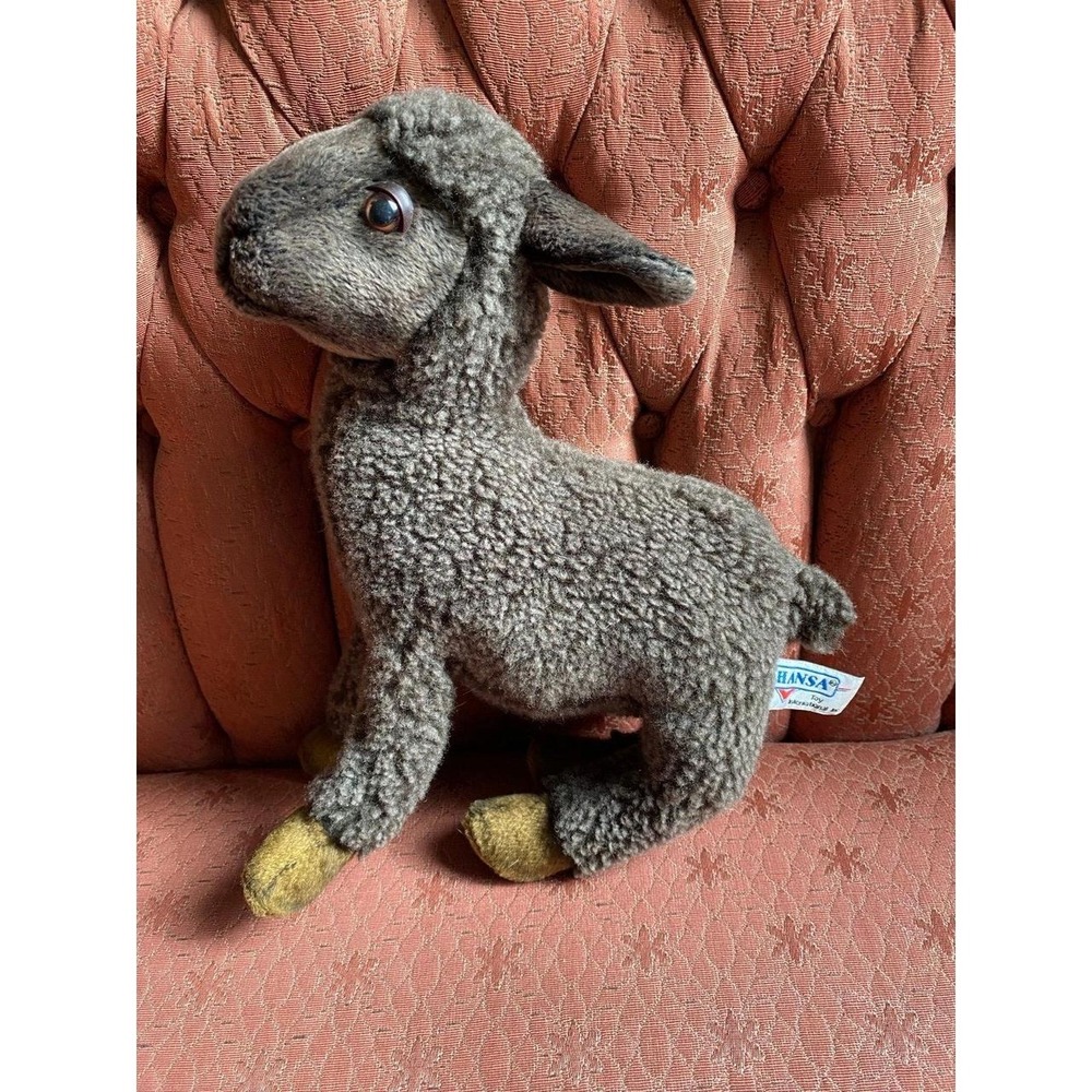 HANSA Gray Stuffed Sheep Plush Toy Tags 2010 Batch 1091